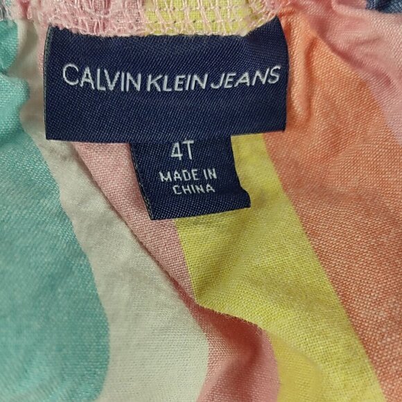 Calvin Klein Toddler Girls 100% Cotton Striped Woven Dress Size 4T (NWOT) - Picture 8 of 10